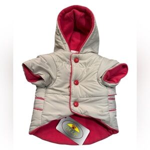 Pet Life Cream & Hot Pink Small Dog Coat with Thinsulate Insulation NWT